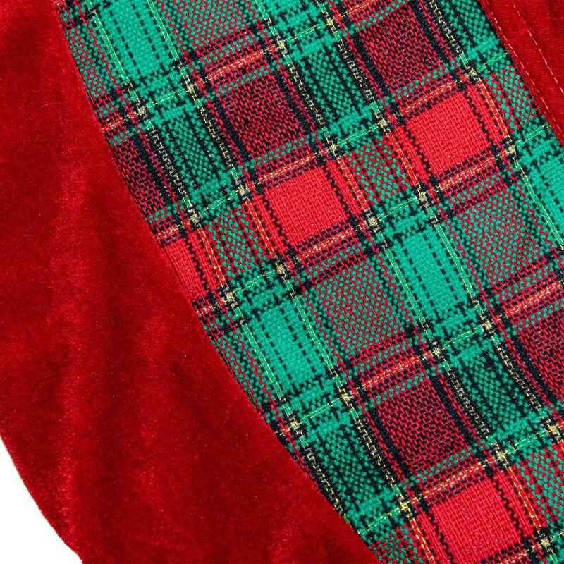 Northlight 48" Red and Green Plaid Velveteen Christmas Tree Skirt