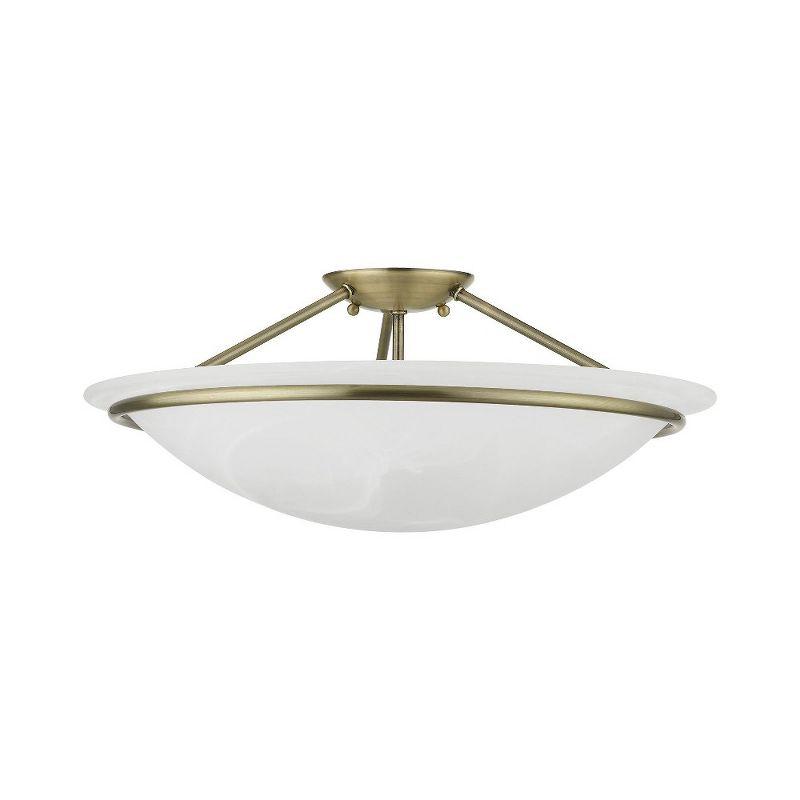 Livex Lighting Newburgh 3 - Light Semi-Flush Mount in  Antique Brass