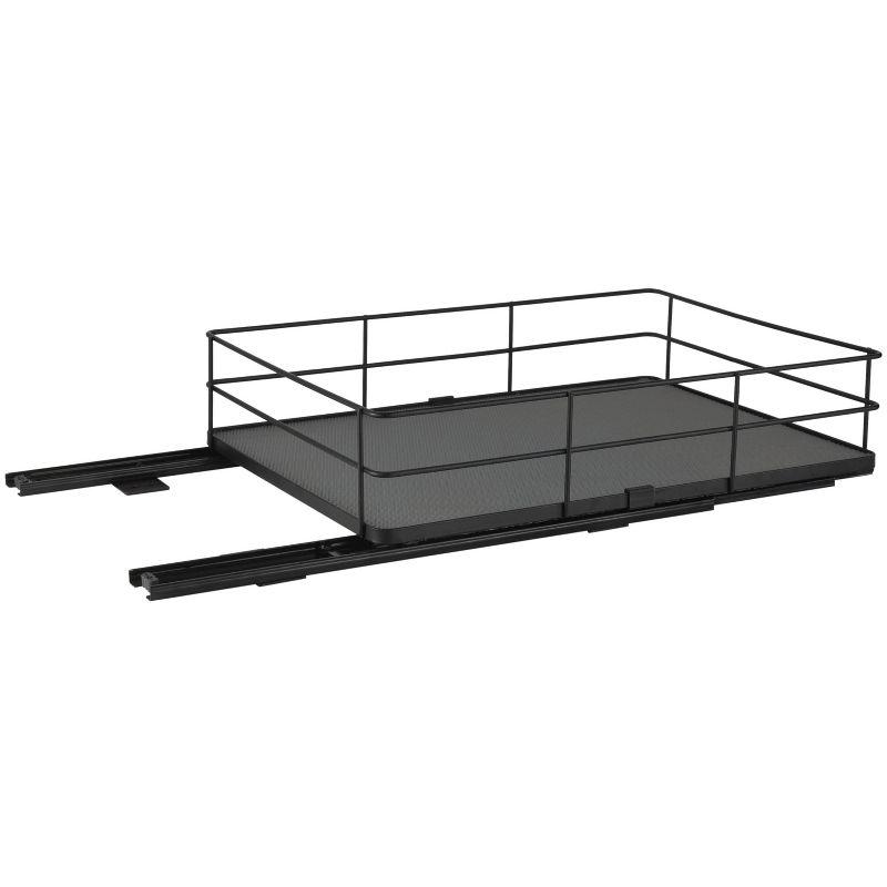 Organize It All 13.8"x20" Slide Out Shelf Organizer: Steel Kitchen Cabinet Storage, Black, 4.5" Height, 16.16 lbs