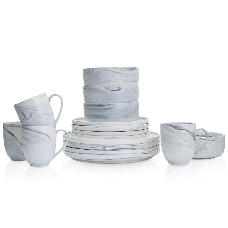 Gray Marble Porcelain 32-Piece Dinnerware Set, Service for 8