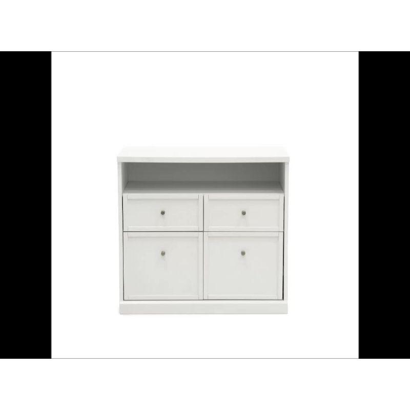 White 4-Drawer Office Storage Cabinet with Adjustable Shelving