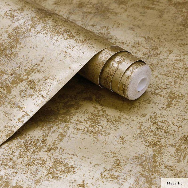 Tempaper & Co. Distressed Gold Removable Peel and Stick Wallpaper, Gold Leaf, 28 sq ft: Nursery, Botanical, Vinyl, Self-Adhesive