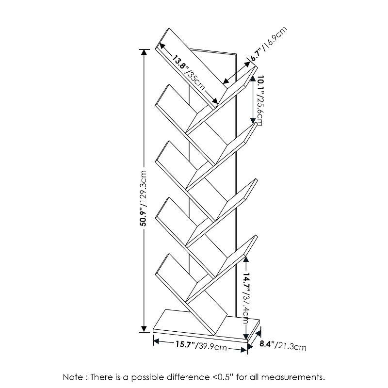 Furinno Tree Bookshelf 9-Tier Floor Standing Tree Bookcase, French Oak,Suitable for A Variety of Spaces