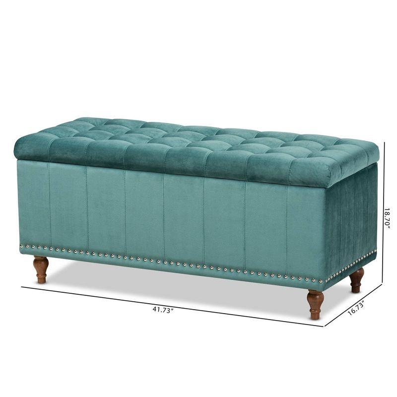 Kaylee Velvet Upholstered Button Tufted Ottoman Bench with Interior Storage - Baxton Studio