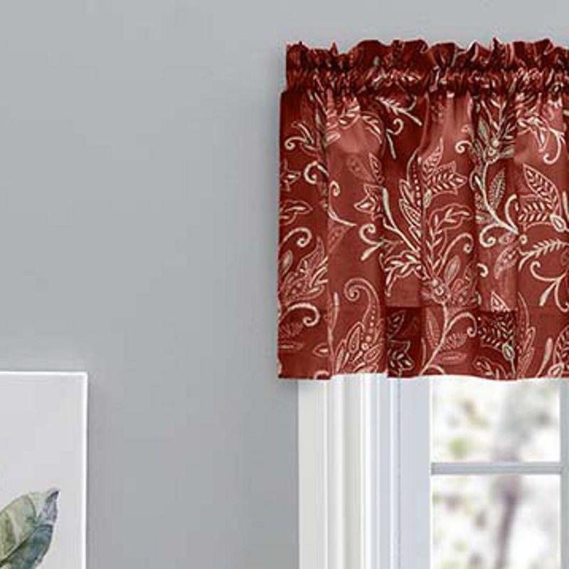 Ellis Curtain Lexington Leaf Pattern on Colored Ground Tailored Valance 58"x15" Brick