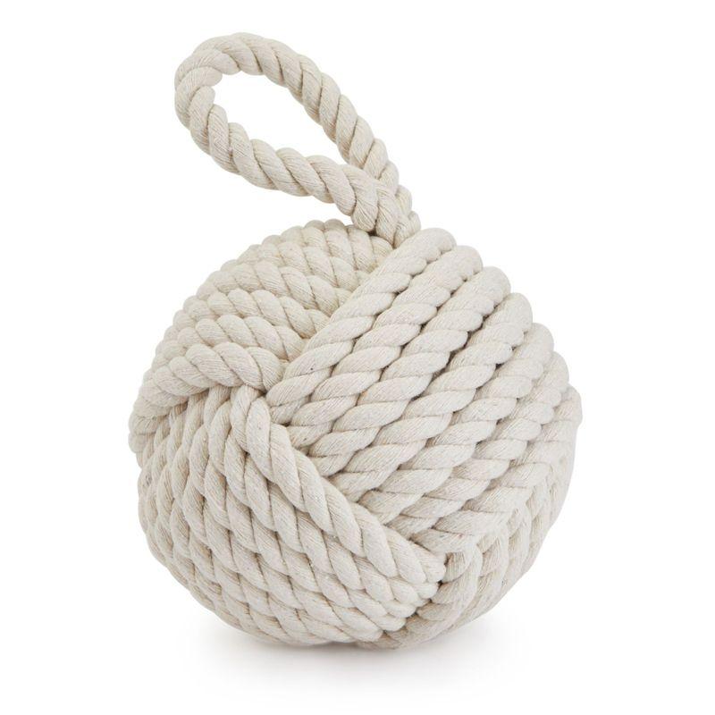 Okuna Outpost Decorative Weighted Door Stop with Handle, Nautical Knot Rope for Floor, 3.5 lbs, 6 x 12.5 In