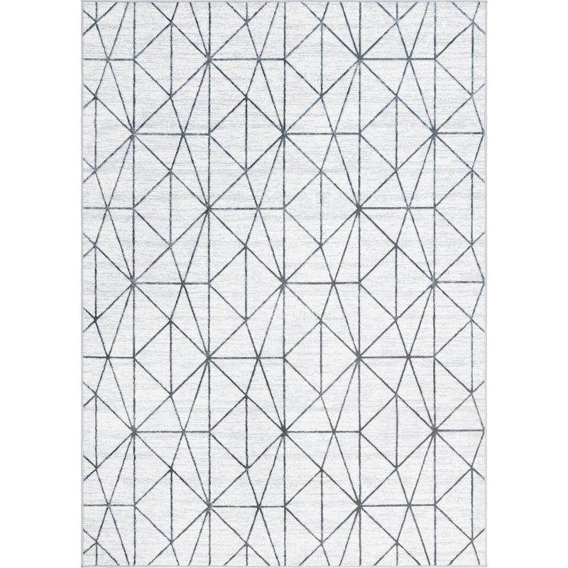 Unique Loom 7' 1 x 10' 0 White Matrix Trellis Geometric Area Rug