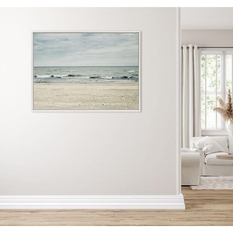 31.5" x 41.5" Sylvie Beach II Framed Canvas by F2 Images White - Kate & Laurel All Things Decor: Coastal Wall Decor, Nautical Digital Art