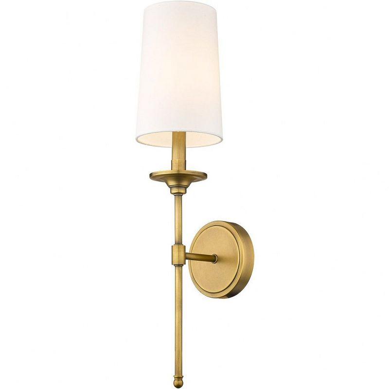 Emily Rubbed Brass 24" Wall Sconce with Off-White Shade