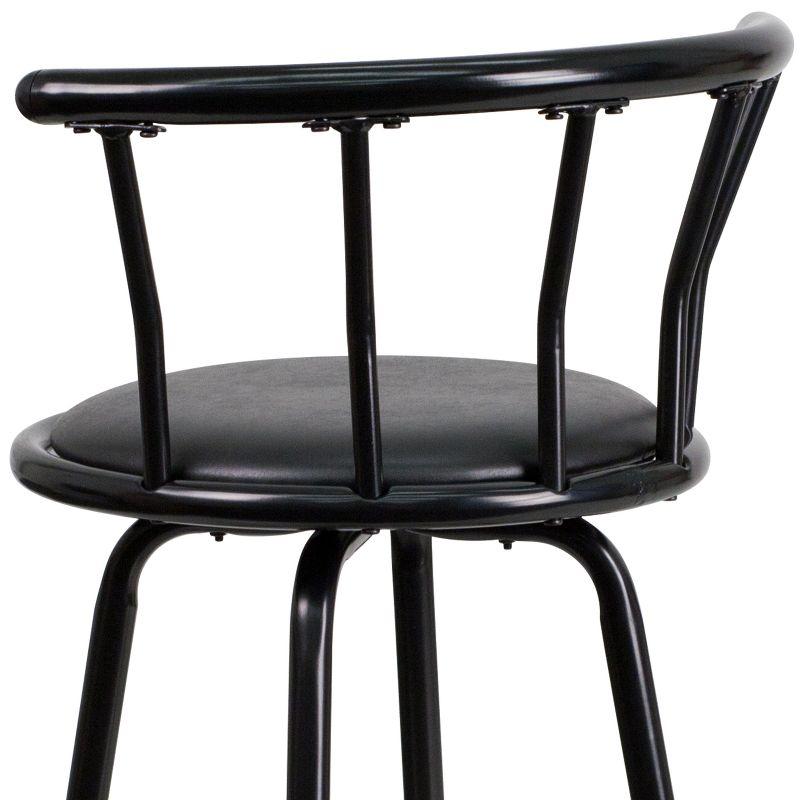 Flash Furniture Crown Back Black Metal Barstool with Black Vinyl Swivel Seat