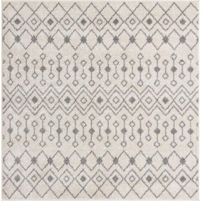 Unique Loom 5' 3 x 5' 3 Square Alaoui Geometric Trellis Ivory and Gray  Area Rug