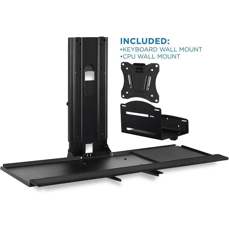 Mount-It! Monitor and Keyboard Wall Mount with CPU Holder, Height Adjustable Standing VESA Keyboard Tray, 25 Inch Wide Platform with Mouse Pad