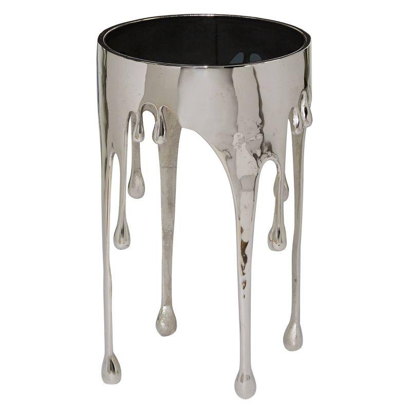 Silver Drip Round Accent Table with Smoked Glass Top - 21" x 29.5"