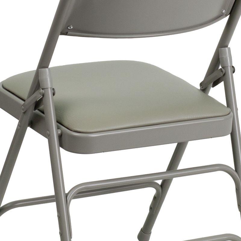 Flash Furniture 4 Pack HERCULES Series Curved Triple Braced & Double Hinged Gray Vinyl Metal Folding Chair