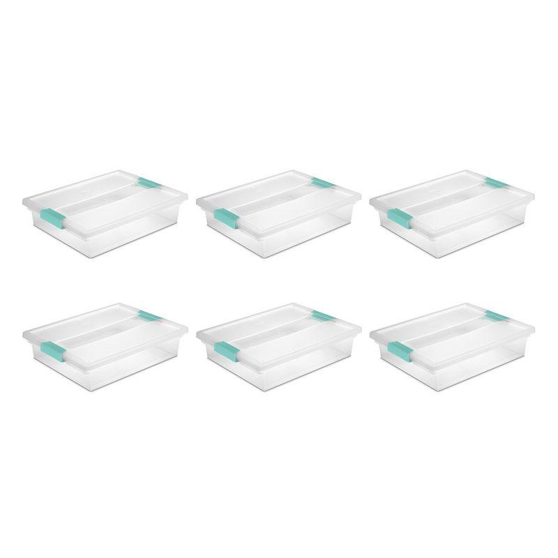 ClearView Stackable 5.7 Qt Plastic Storage Bin with Latching Lid - 6 Pack