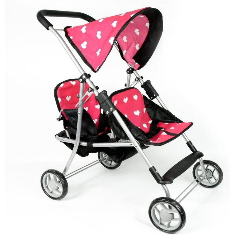 The New York Doll Collection My First Doll Heart Design Twin Stroller Pink