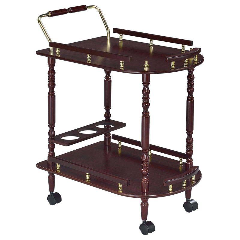 Coaster Palmer Traditional 2 Tier Wood Serving Cart Merlot/Brass