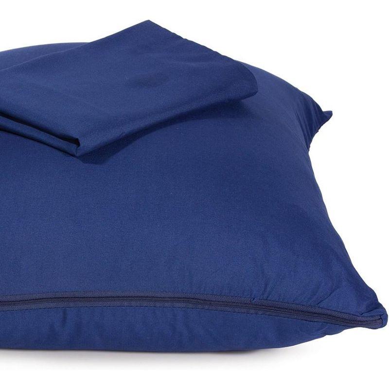 Micropuff - 100% Microfiber Zippered Pillow Protector (4 pck) Queen 20*30 - Navy