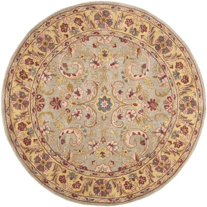 Heritage HG924 Handmade Area Rug - 6' Round - Grey/Gold - Safavieh
