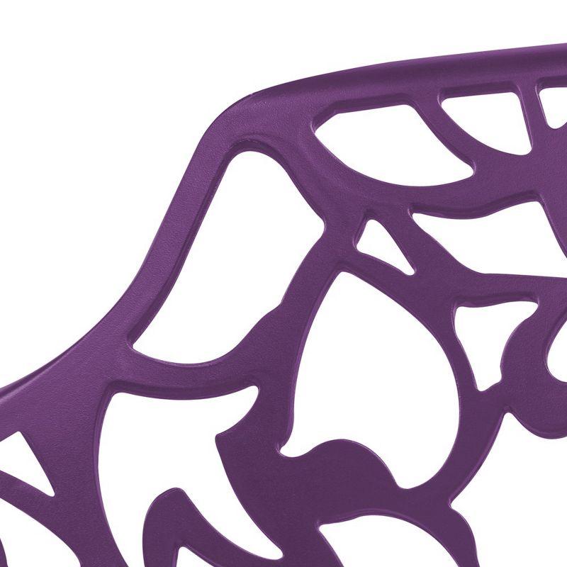 LeisureMod Devon Aluminum Stackable Outdoor Dining Armchair Set of 2, Purple