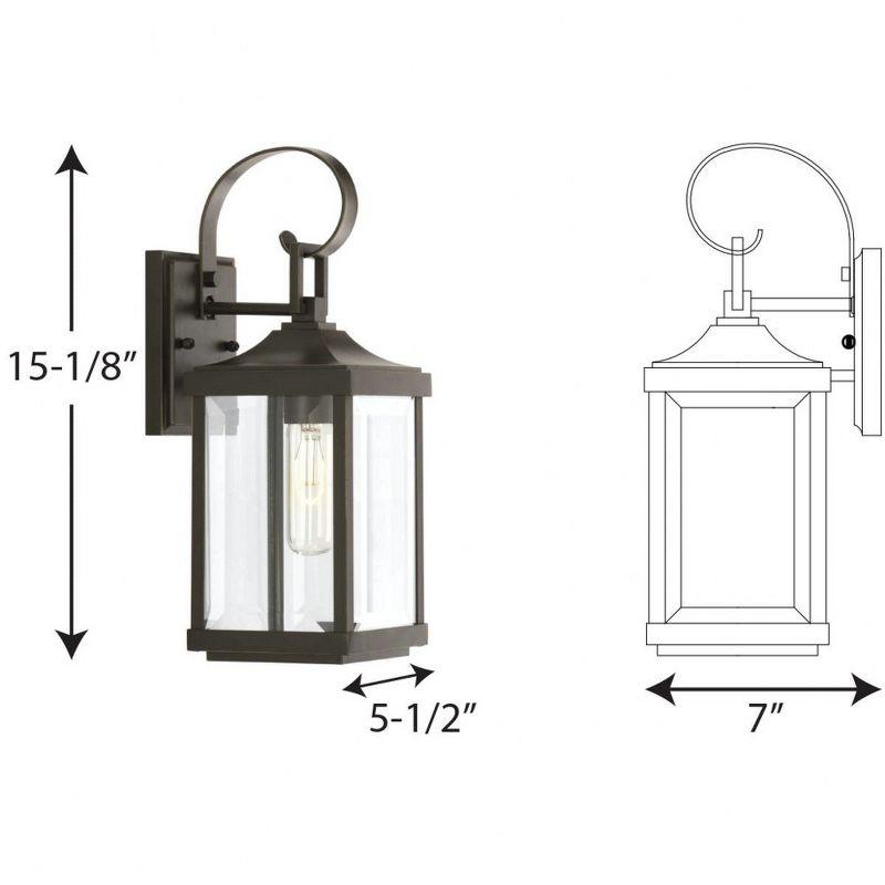 Progress Lighting, Gibbes Street, 1-Light Wall Lantern, Antique Bronze, Clear Beveled Glass.