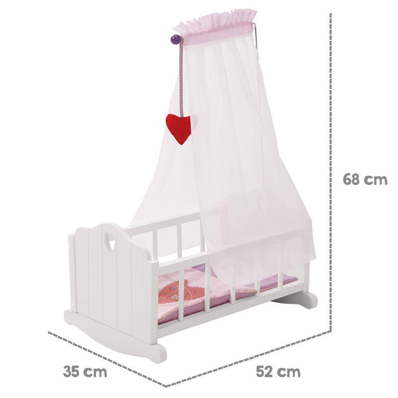 Roba Doll Cradle Set: Fienchen - Heart, Pink & White