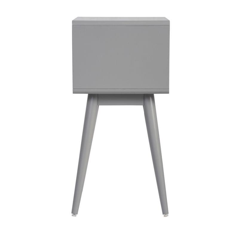 Rory Two Drawer Side Table Gray - Adore Decor: Mid-Century Modern, MDF Wood, Tapered Legs