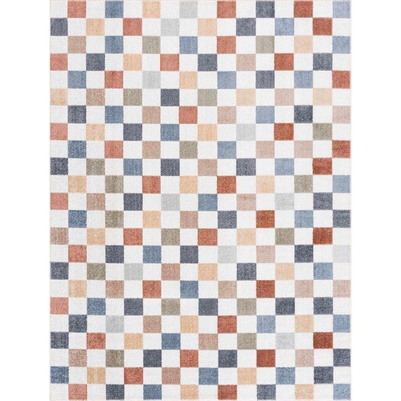 Hauteloom Alie Colorful Checkered Washable Rug