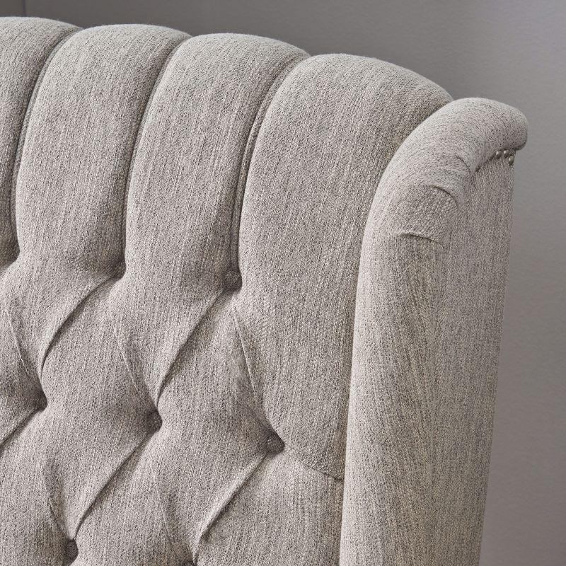 Apaloosa Oversized Wingback Press-Back Recliner Light Gray - Christopher Knight Home: Tufted, Nailhead Trim, Wood Legs