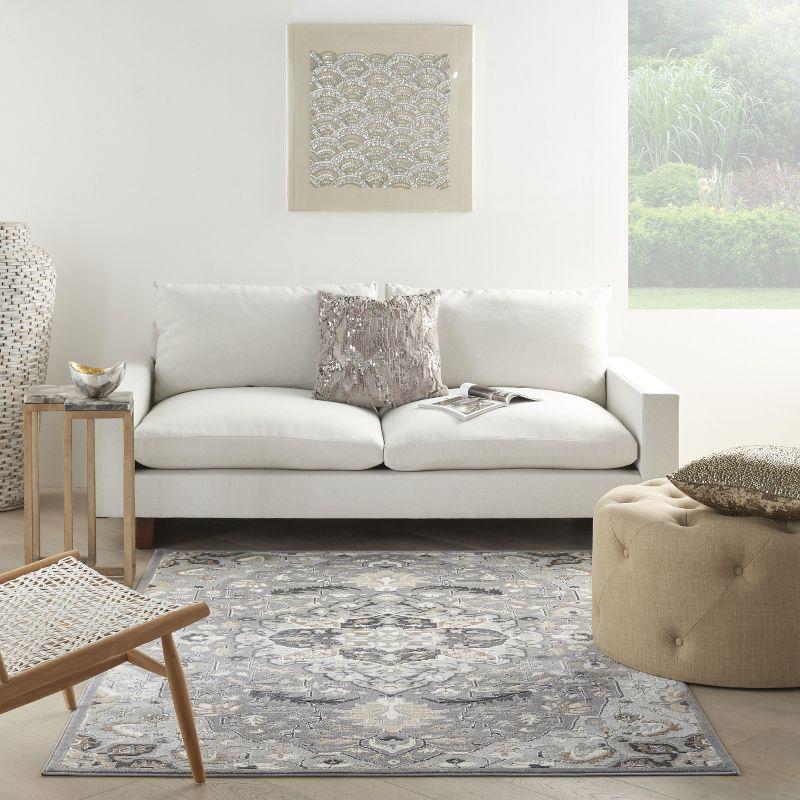 Nourison Elation Floral Medallion Indoor Rug Grey 7'10" x 9'10"