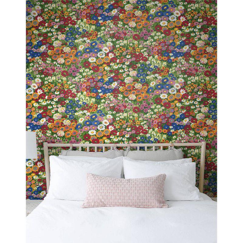 NextWall Floral Meadow Peel and Stick Wallpaper: Self-Adhesive Vinyl, Botanical Pattern, Smooth Finish, 30.75 Sq Ft Coverage
