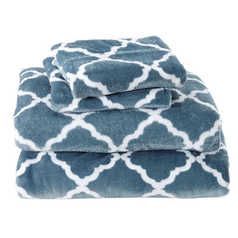 Printed Velvet Plush Fleece Sheet Set - Great Bay Home