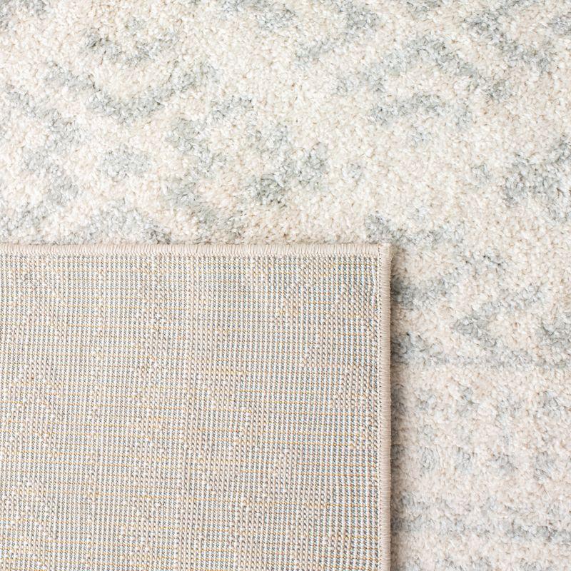 Ivory and Light Grey Hand-Knotted Synthetic 3x5 Area Rug