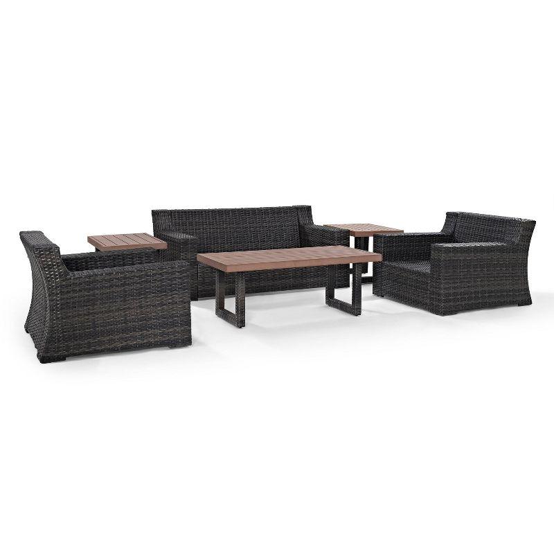Beaufort 6pc Outdoor Wicker Conversation Set - Mist - Crosley: Steel Frame, Weather-Resistant, UV-Resistant, with Polyester Foam Cushions