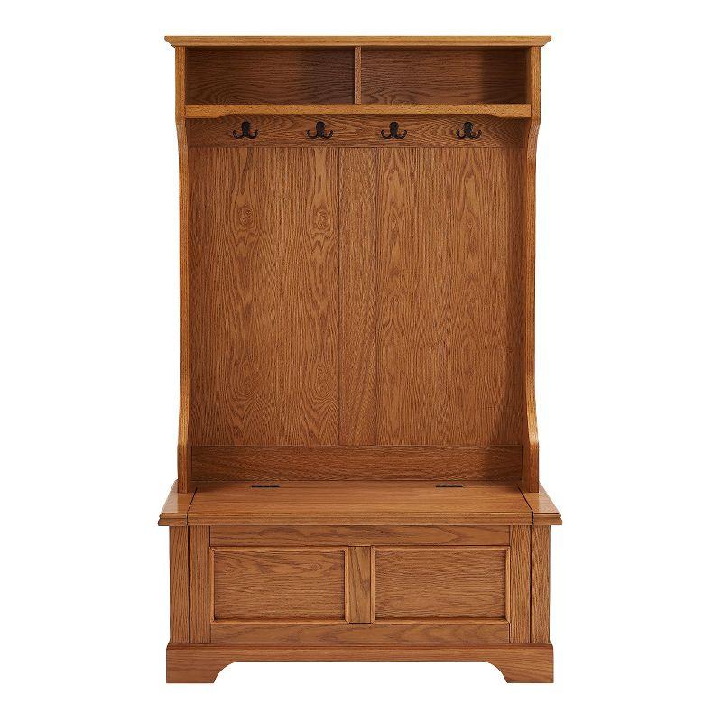 Campbell Hall Tree Oak - Crosley: Spacious Bench, 4 Double Hooks, Shoe Storage