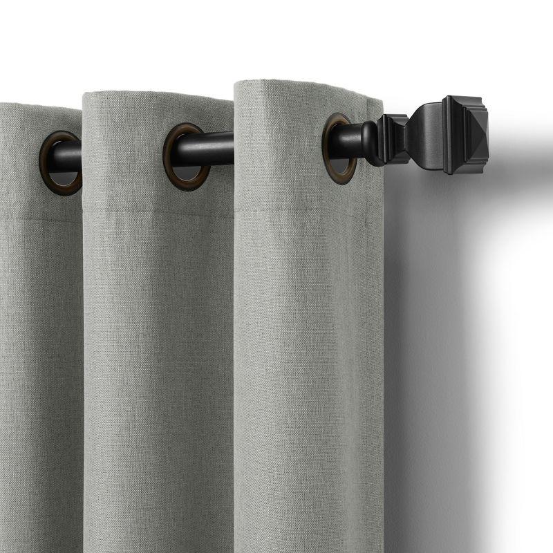 Gray Extended Blackout Grommet Linen-Blend Drapes