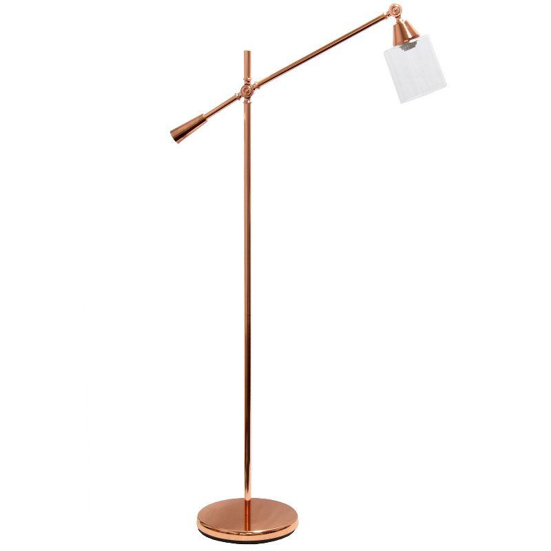 Edison-Inspired Adjustable Rose Gold Floor Lamp with Clear Glass Shade