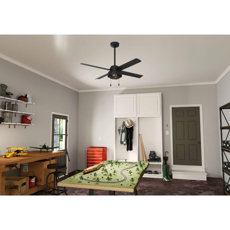 52" Spring Mill 4 - Blade Damp Rated Ceiling Fan With LED Light Kit And Pull Chain