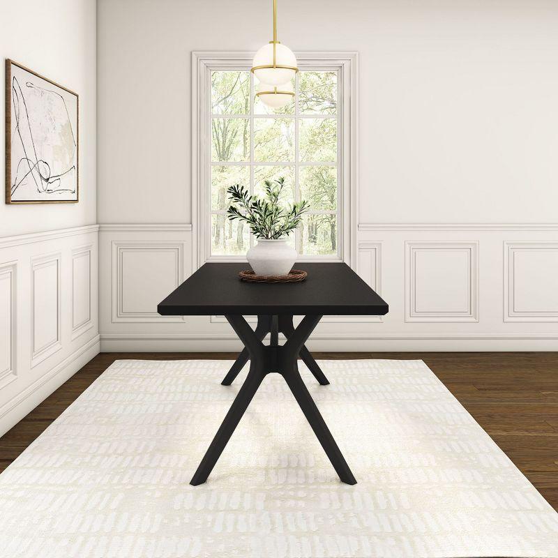 Plank+Beam 72" Verso Rectangular Dining Table for 6, Solid Wood Cross Leg Kitchen Table, Black