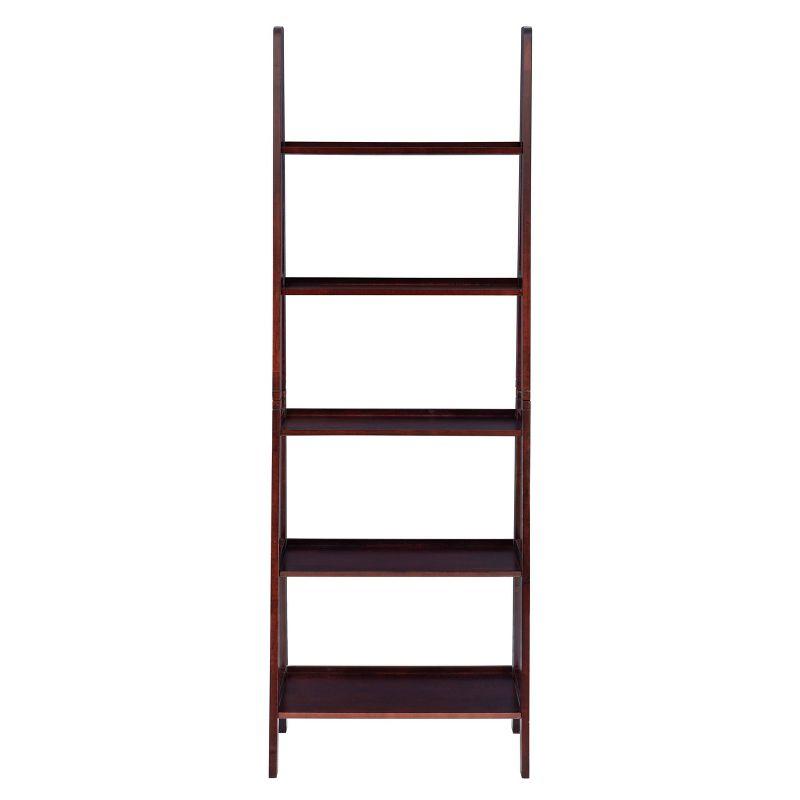 Cottage Charm Espresso Ladder Bookshelf with Graduated Shelves