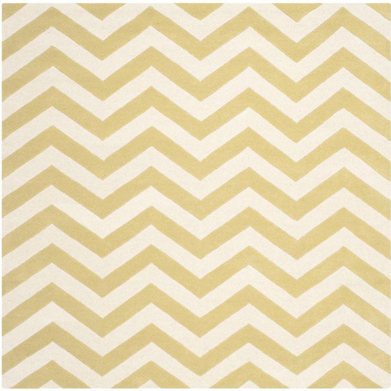 Chatham CHT715 Tufted Indoor Area Rug - Light Gold/Ivory - 5'x5' - Safavieh