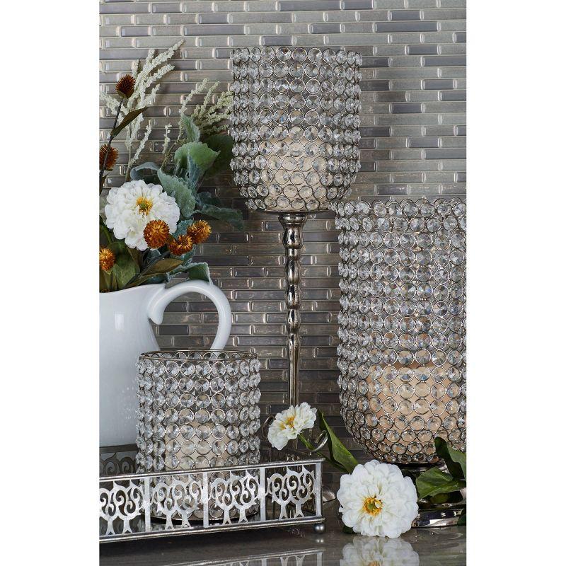 19" x 6" Glam Inverted Bell Shaped Aluminum Iron and Crystal Candle Holder - Olivia & May: Luxury Tabletop Votive Stand