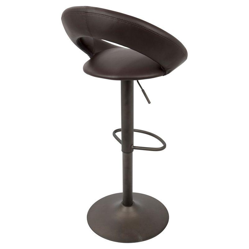 Set of 2 Brown Faux Leather Adjustable Swivel Bar Stools