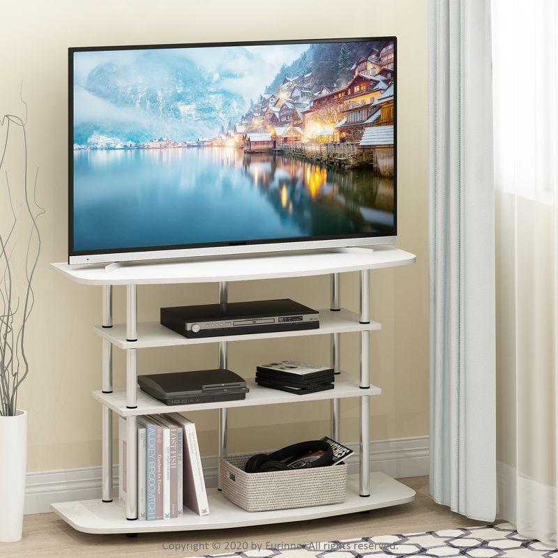 Furinno 4-Tier No Tools TV Stand Entertainment Center Hold up to 46" TV White Oak