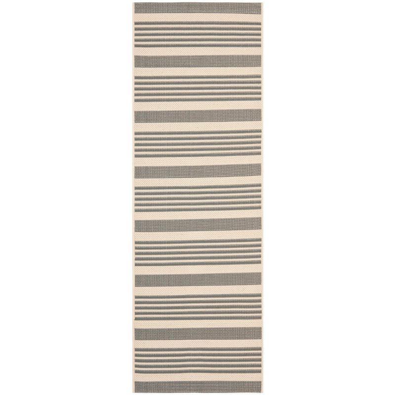 Gray Striped Synthetic Easy-Care Outdoor Runner