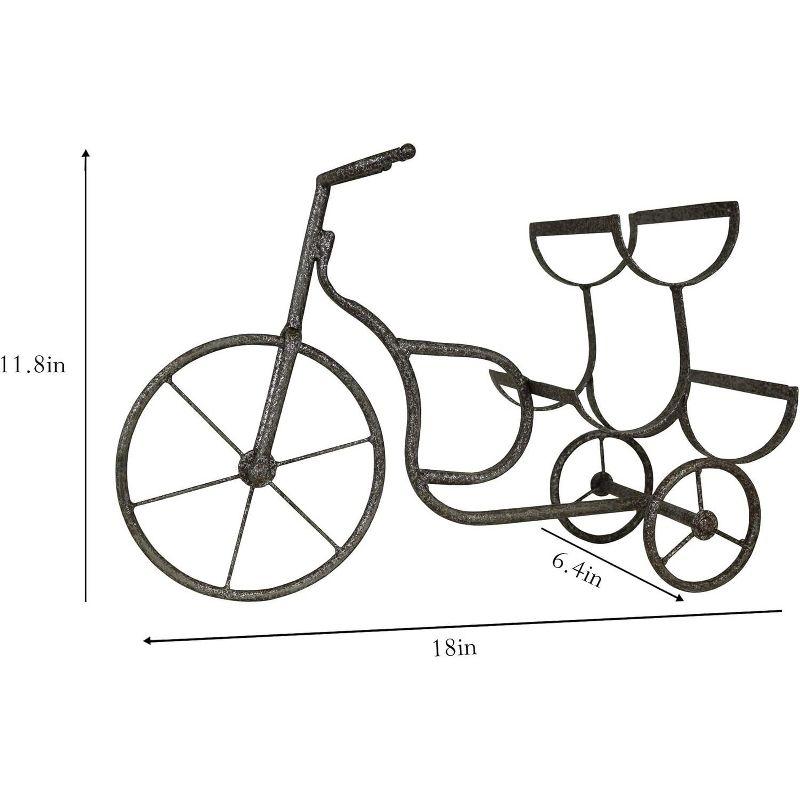 LIVEVIE Classic Vintage Bike Delivery Style Wine Rack Freestanding Wine Holder for 3 Bottles - Countertop Tabletop Wine Organizer