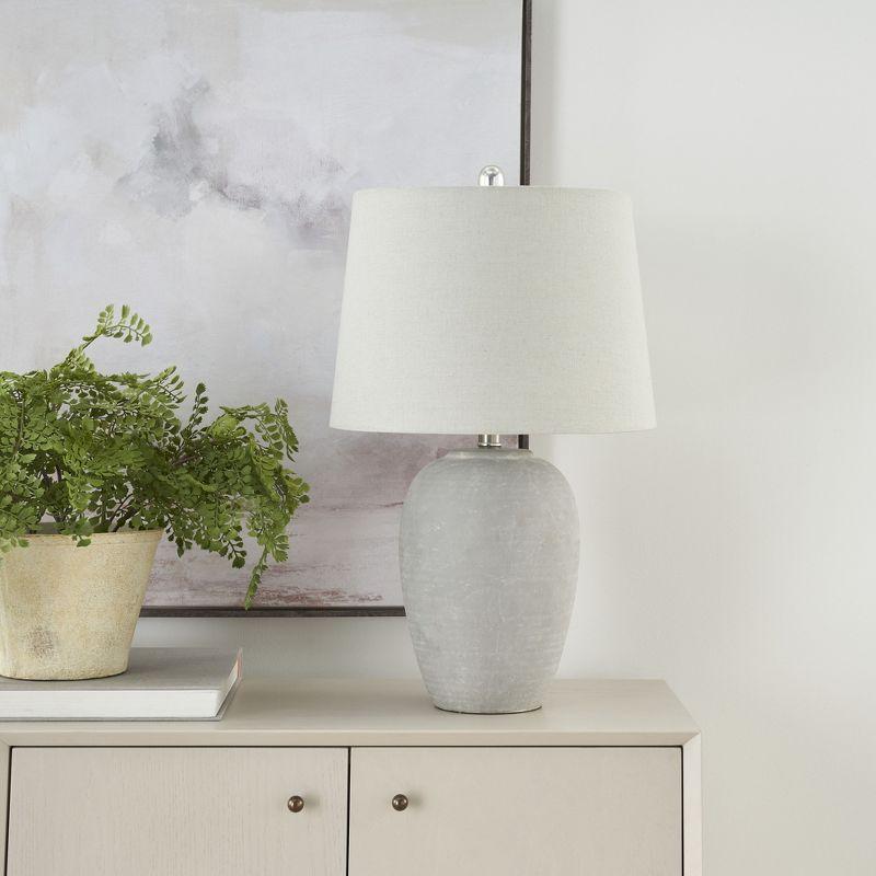23" Grey Unglazed Ceramic Urn Table Lamp - Nourison