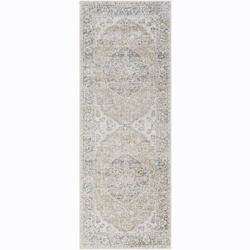 Mark & Day Edmonson 2'7"x7'3" Runner Washable Woven Indoor Area Rugs Olive/Dark Blue