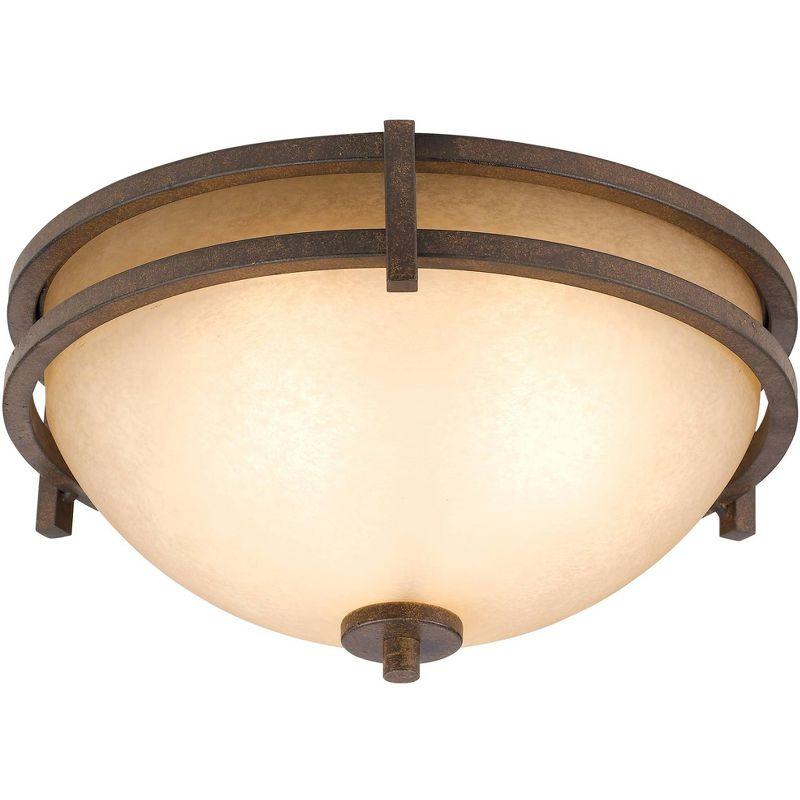 Rustic Bronze 17" Flush Mount Ceiling Light with Cream Scavo Glass Bowl