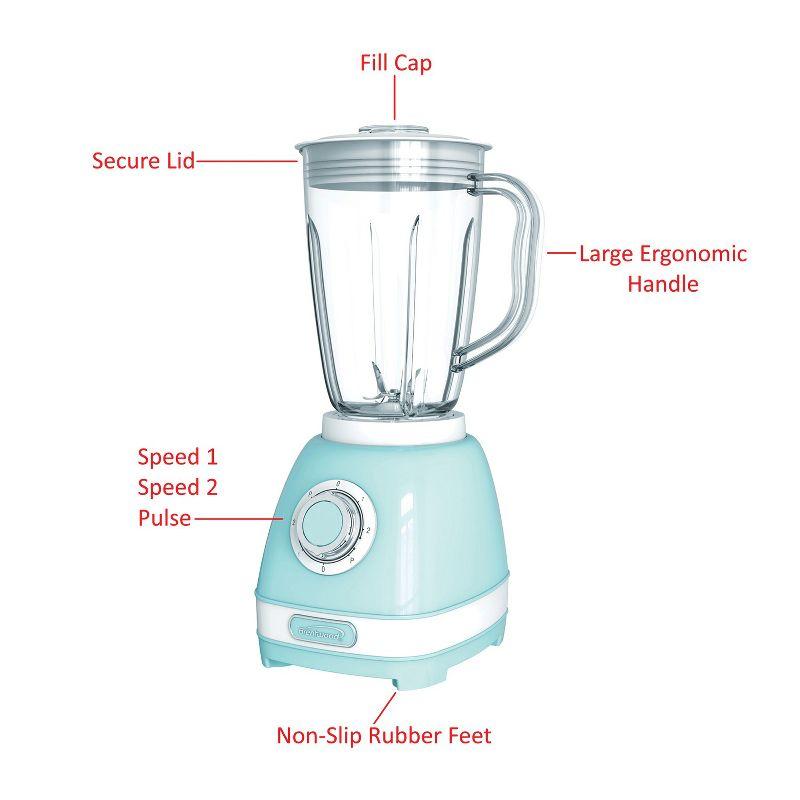 Brentwood 2-Speed Retro Blender with 50-Ounce Plastic Jar in Blue